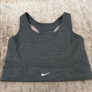 Nike Gray Racerback Sports Bra with White Swoosh